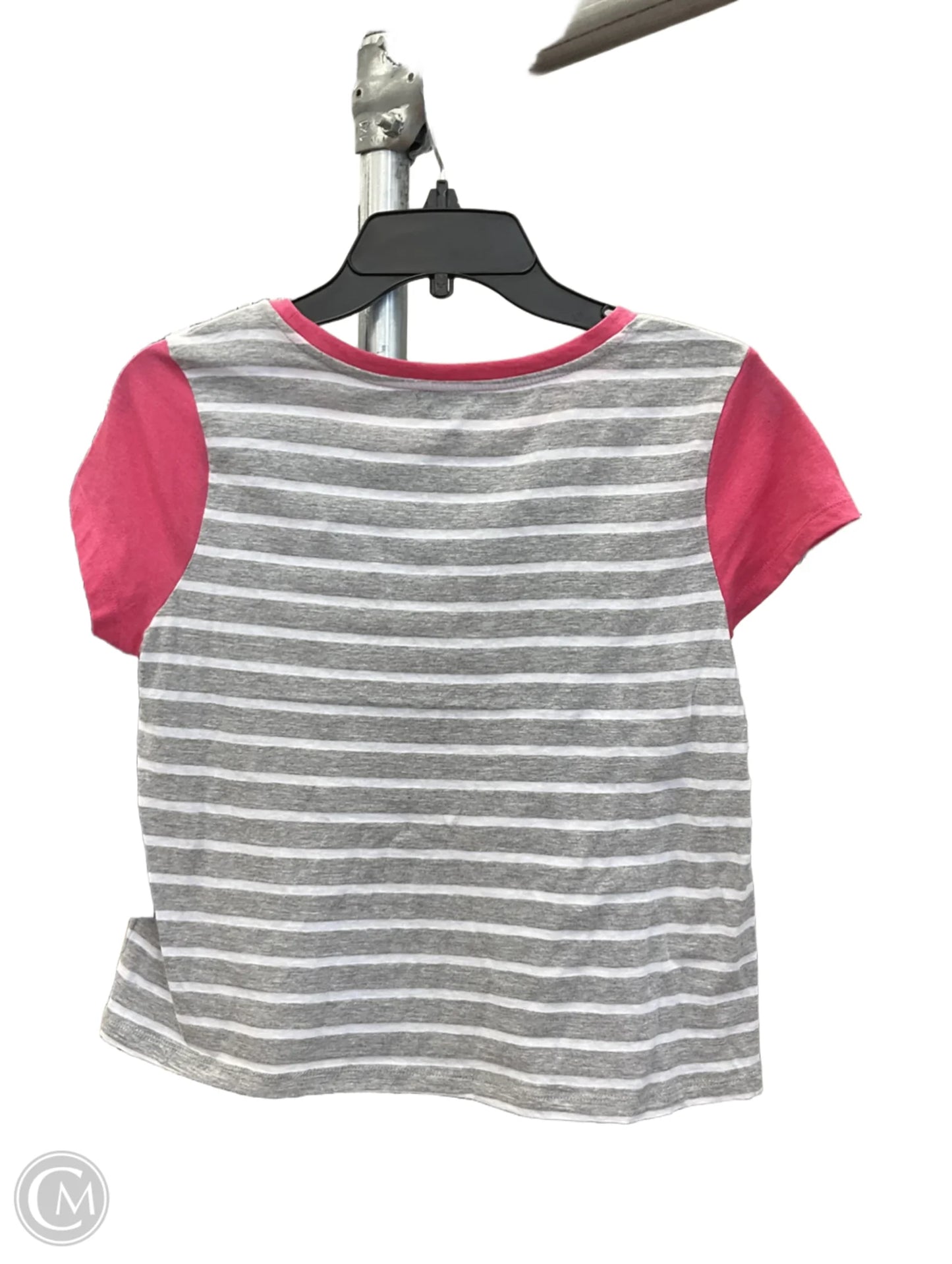 Top Short Sleeve By Us Polo Assoc In Grey & Pink, Size: M