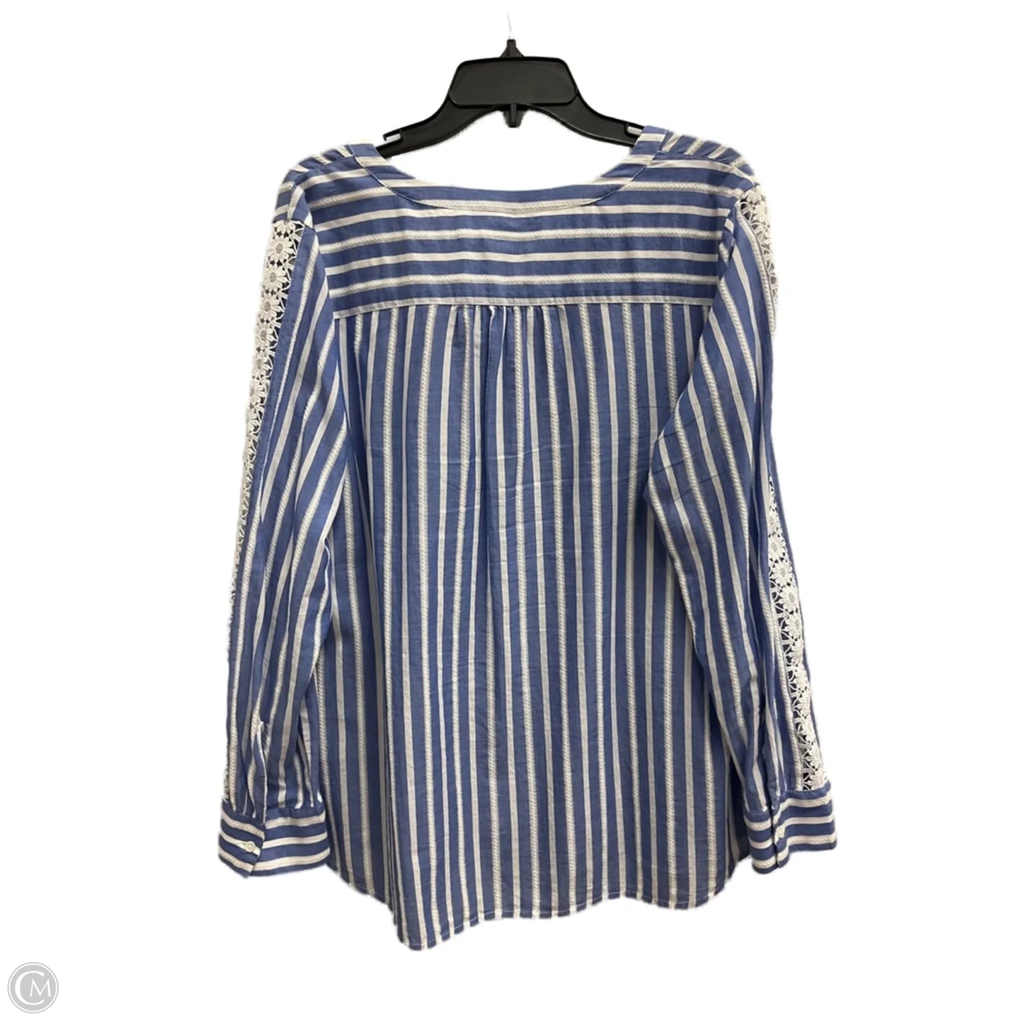 Top Long Sleeve By Talbots In Blue & White, Size: Xl