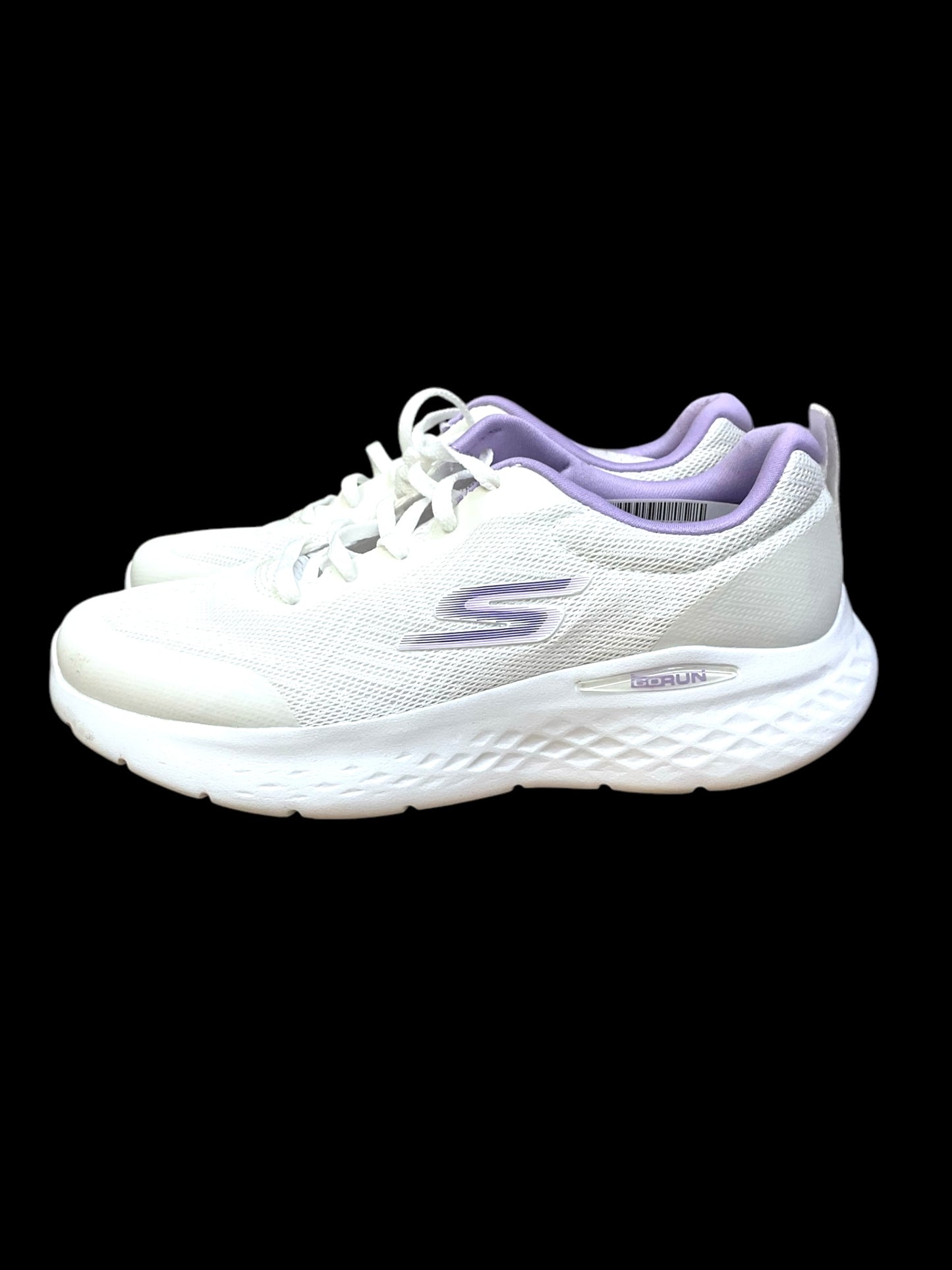 Shoes Athletic By Skechers In White & Yellow, Size: 7.5