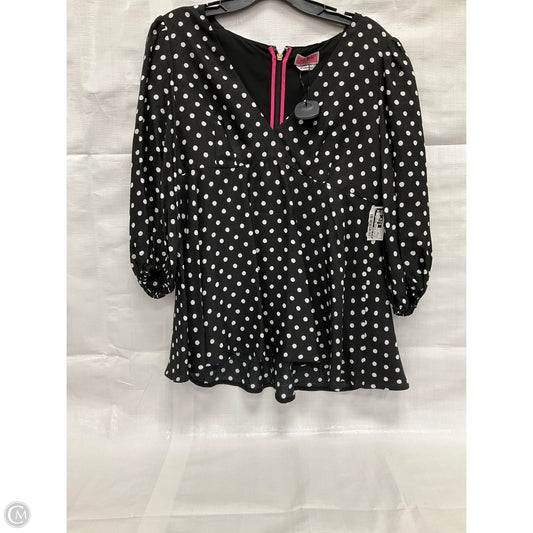 Top 3/4 Sleeve Designer By Kate Spade In Polkadot Pattern, Size: 10