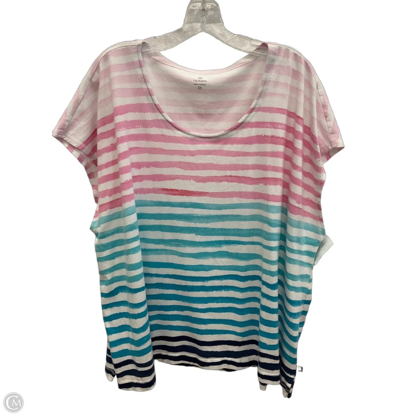 Top Short Sleeve By Talbots In Striped Pattern, Size: 3x