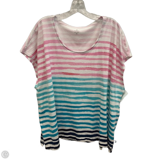 Top Short Sleeve By Talbots In Striped Pattern, Size: 3x