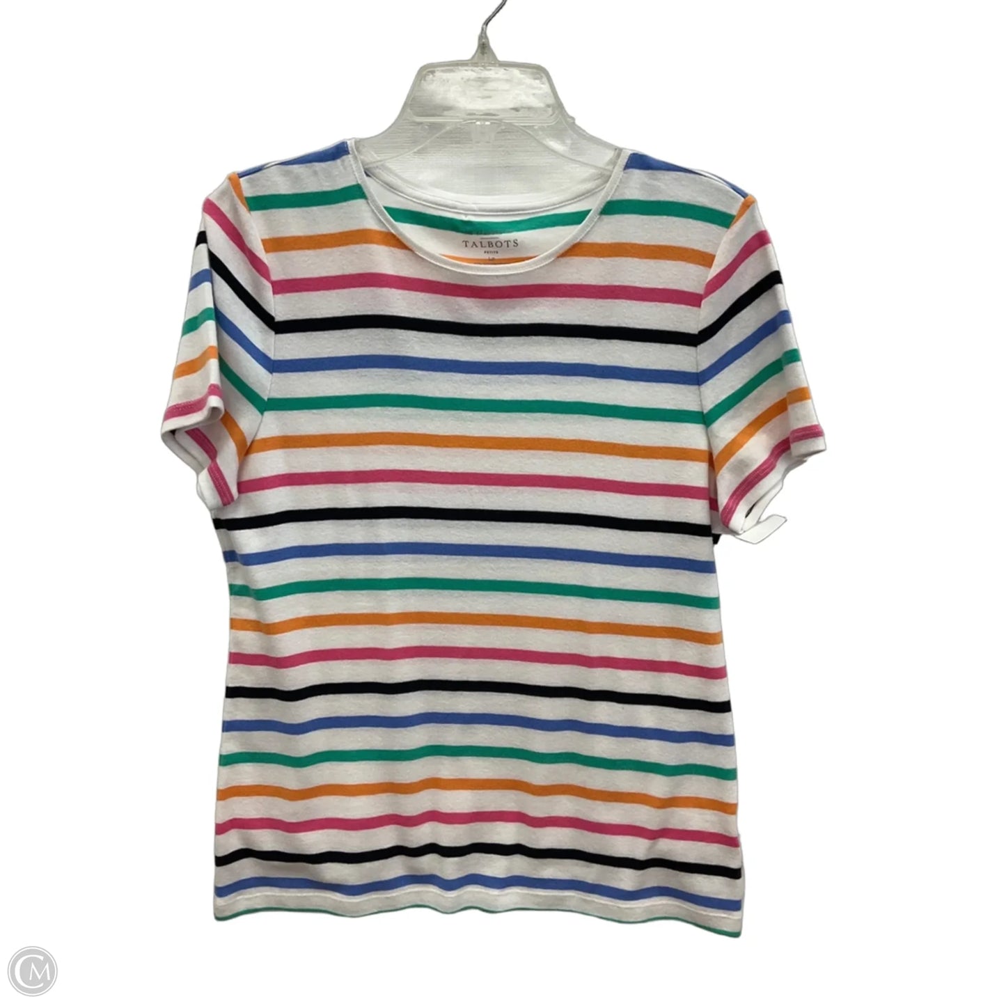 Top Short Sleeve Basic By Talbots In Striped Pattern, Size: L