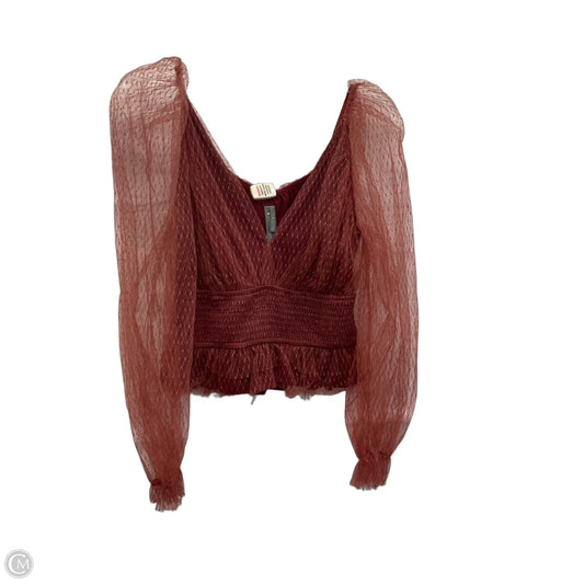 Top Long Sleeve By Anthropologie In Brown, Size: S