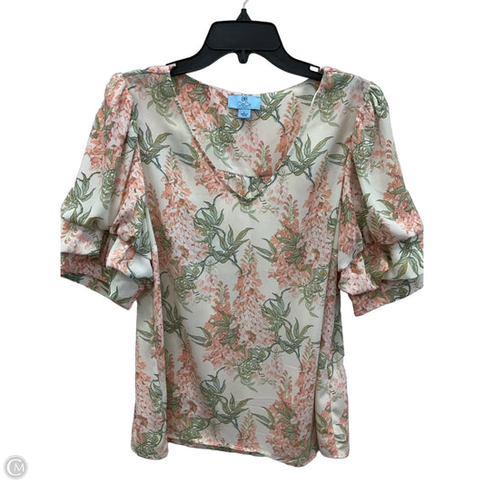 Top Short Sleeve By Cece In Floral Print, Size: L