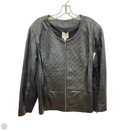 Jacket Leather By Sejour In Black, Size: 3x