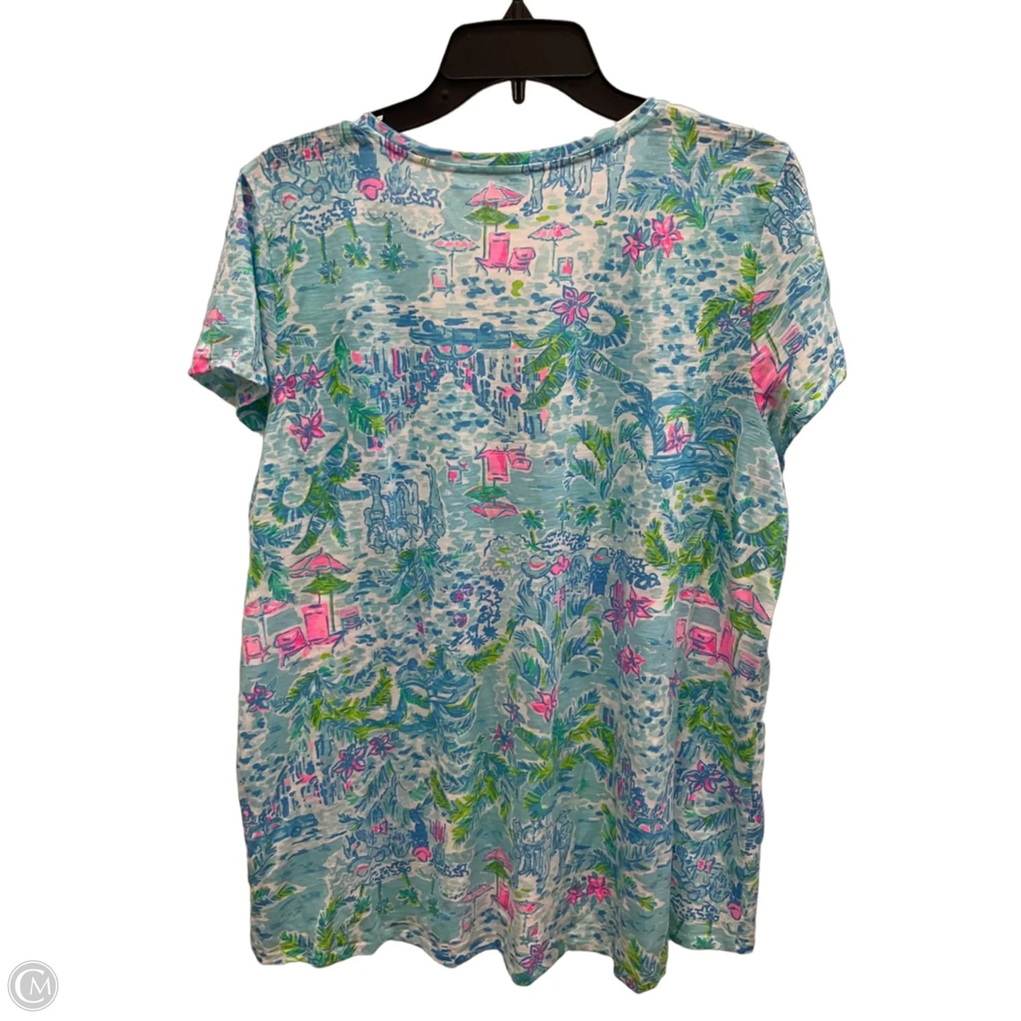 Top Short Sleeve Designer By Lilly Pulitzer In Blue, Size: Xl