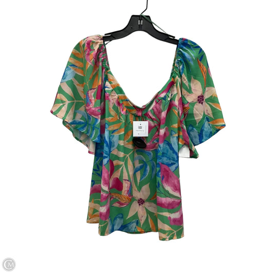 Top Short Sleeve By Flying Tomato In Floral Print, Size: L