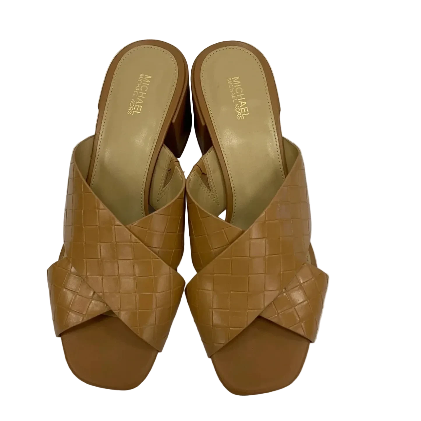 Sandals Heels Block By Michael By Michael Kors In Tan, Size: 8.5