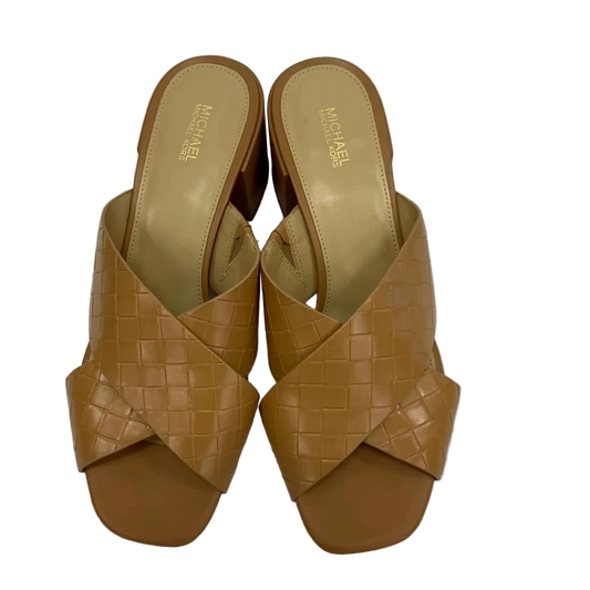 Sandals Heels Block By Michael By Michael Kors In Tan, Size: 8.5