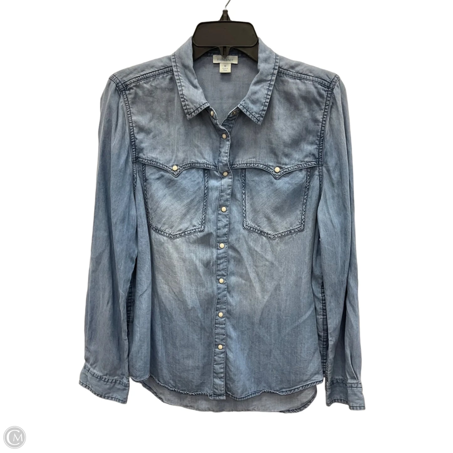 Blouse Long Sleeve By Sundance In Blue Denim, Size: M