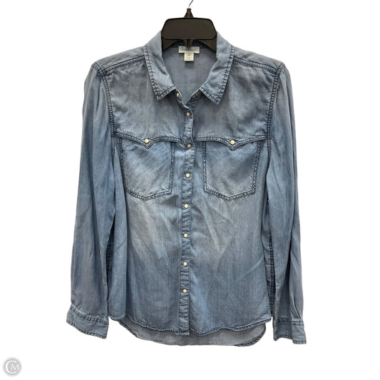 Blouse Long Sleeve By Sundance In Blue Denim, Size: M