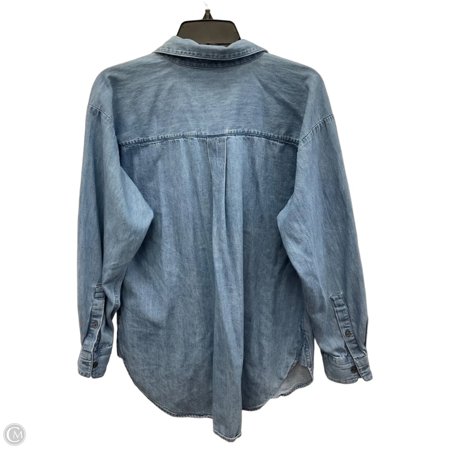 Blouse Long Sleeve By Loft In Blue Denim, Size: M