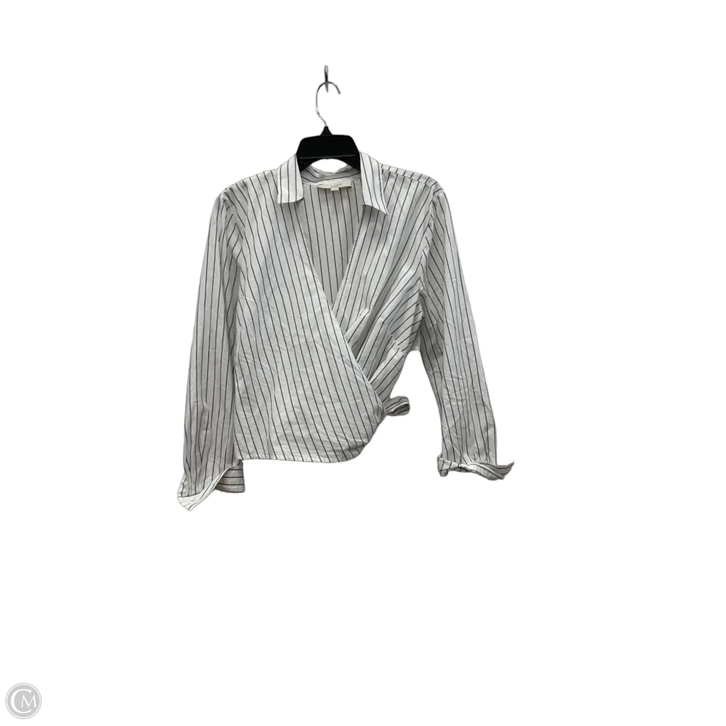 Blouse 3/4 Sleeve By Loft In Striped Pattern, Size: L