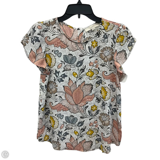 Top Short Sleeve By Loft In Floral Print, Size: Xs