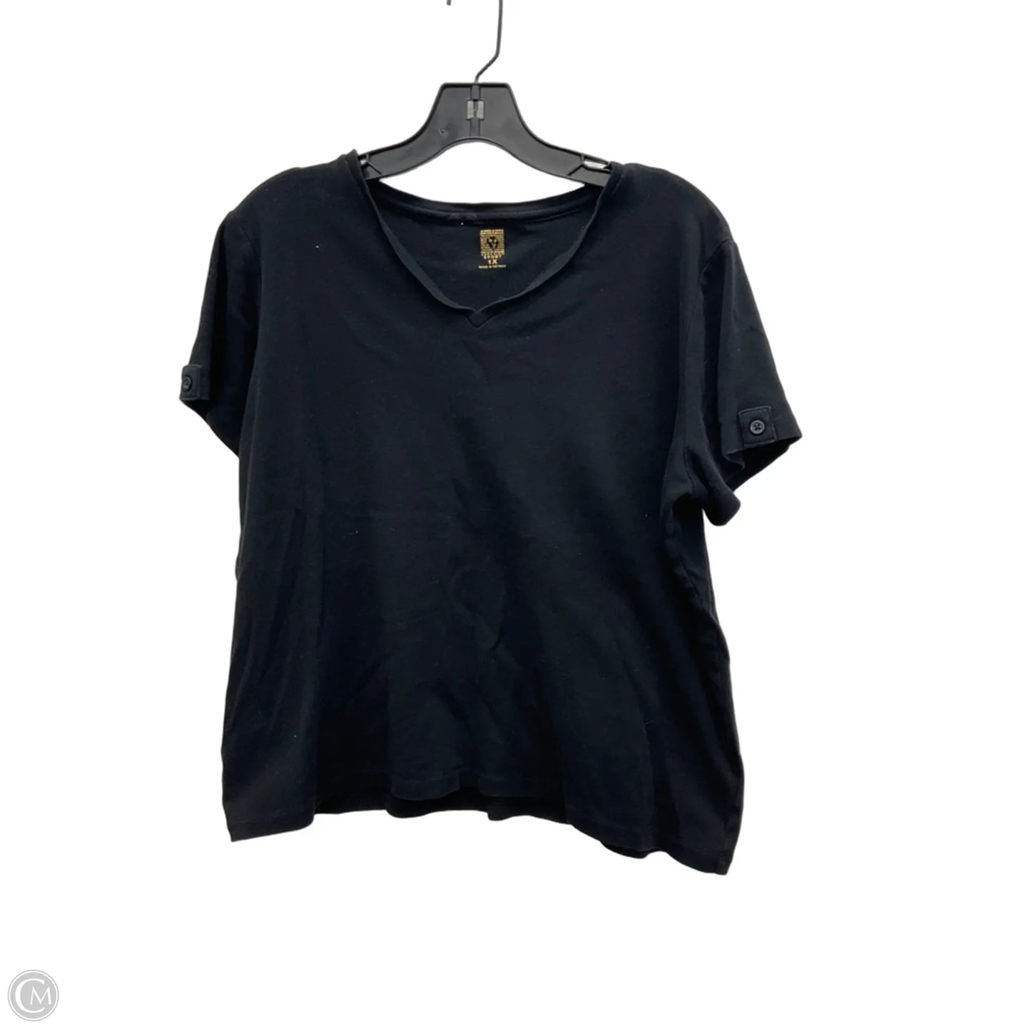Top Short Sleeve Basic By Anne Klein In Black, Size: 1x