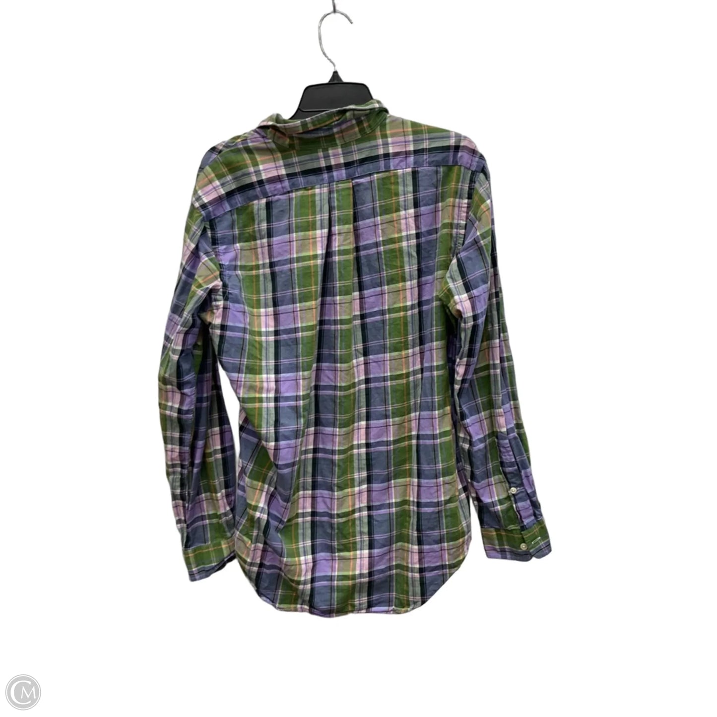 Blouse Long Sleeve By Ralph Lauren In Plaid Pattern, Size: M