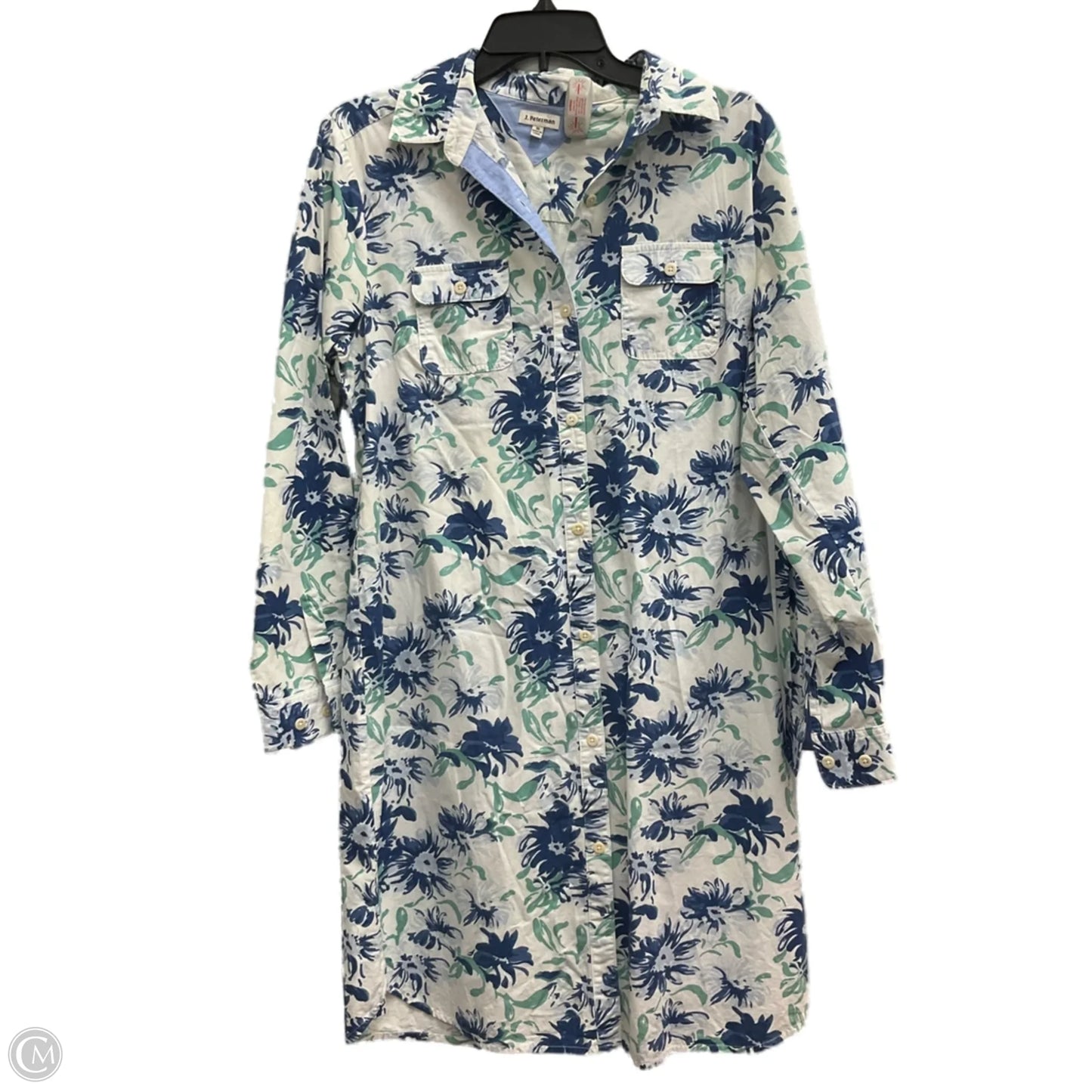 Dress Casual Midi By Cmc In Blue & White, Size: 10