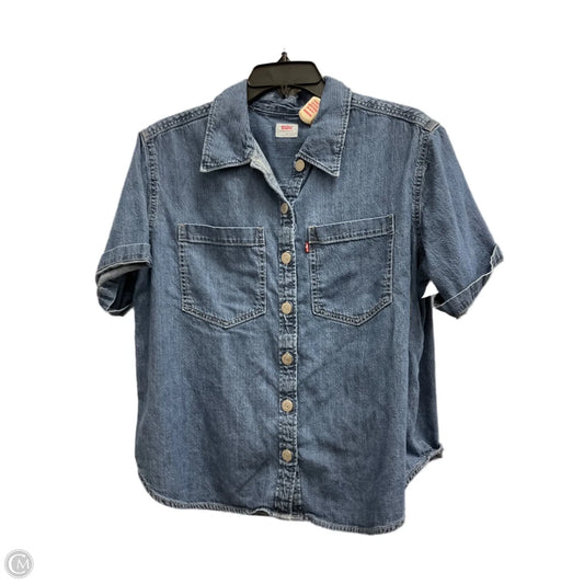 Top Short Sleeve By Levis In Blue Denim, Size: Sp