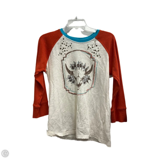 Top Long Sleeve By Ariat In Cream & Orange, Size: L