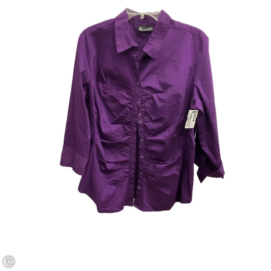 Blouse Long Sleeve By New York And Co In Purple, Size: Xl
