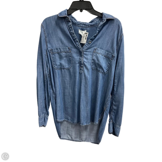 Blouse Long Sleeve By Lou And Grey In Blue Denim, Size: M