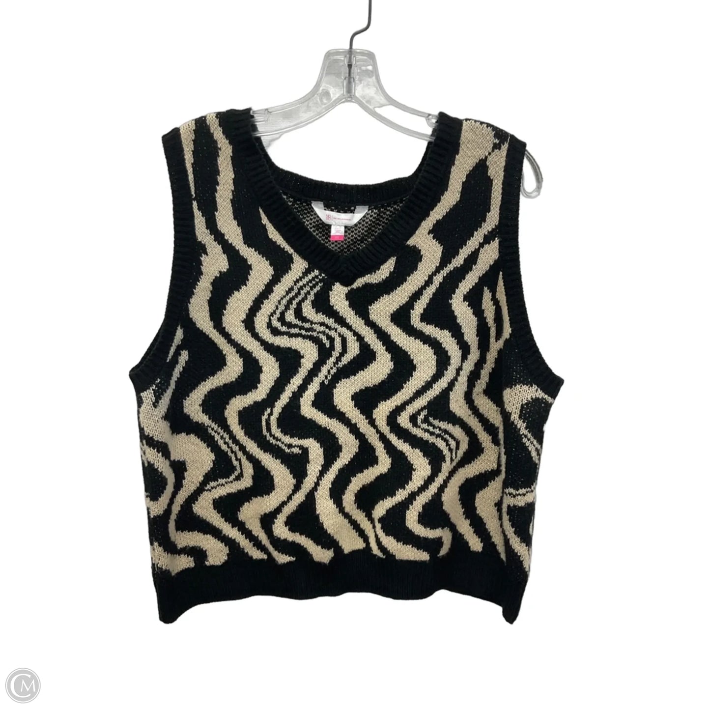 Vest Sweater By No Boundaries In Black & Cream, Size: Xxl