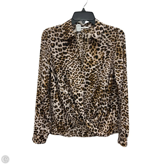 Top Long Sleeve By All In Favor In Animal Print, Size: S