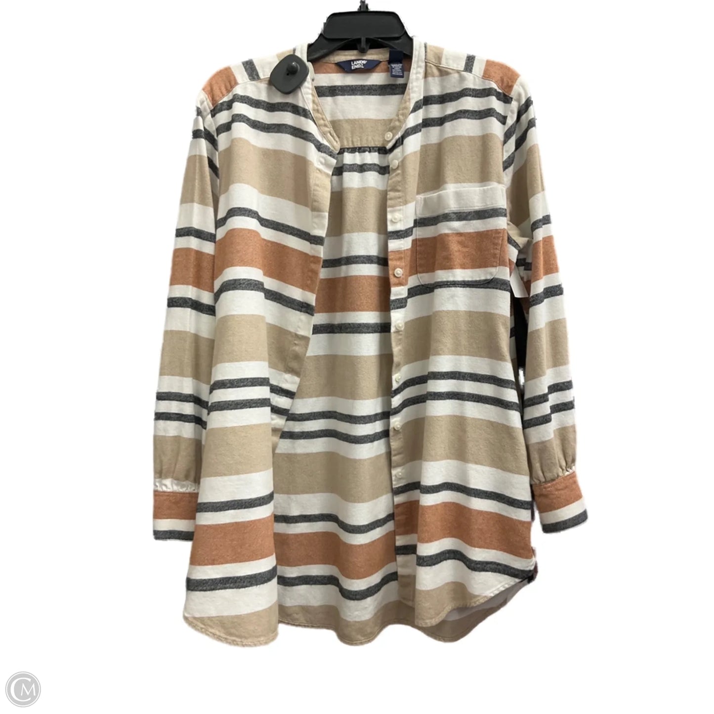 Top Long Sleeve By Lands End In Striped Pattern, Size: L