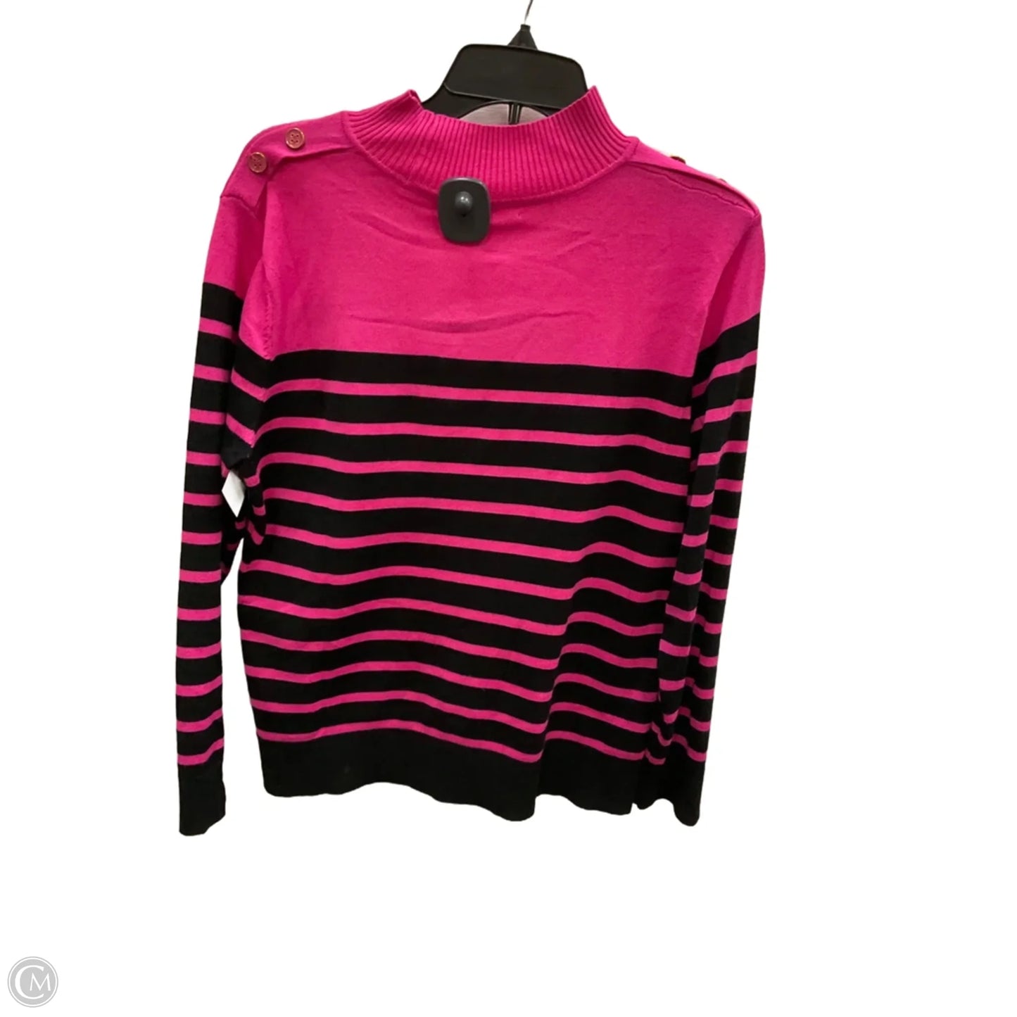 Top Long Sleeve By Spense In Black & Pink, Size: Xlp