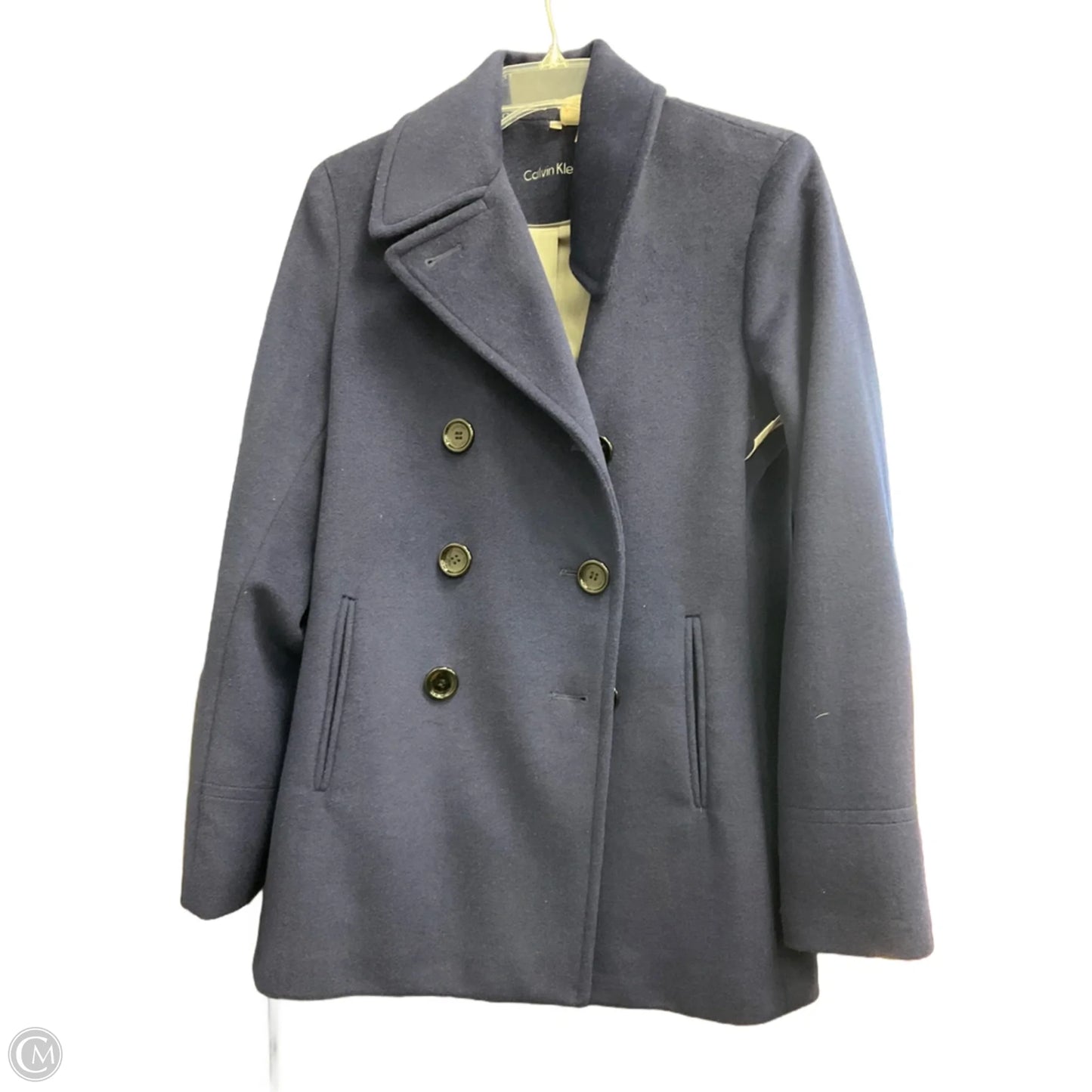 Coat Peacoat By Calvin Klein In Blue, Size: 4