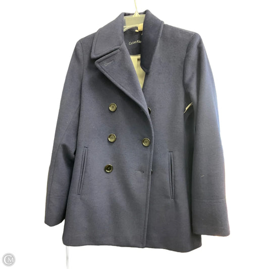 Coat Peacoat By Calvin Klein In Blue, Size: 4