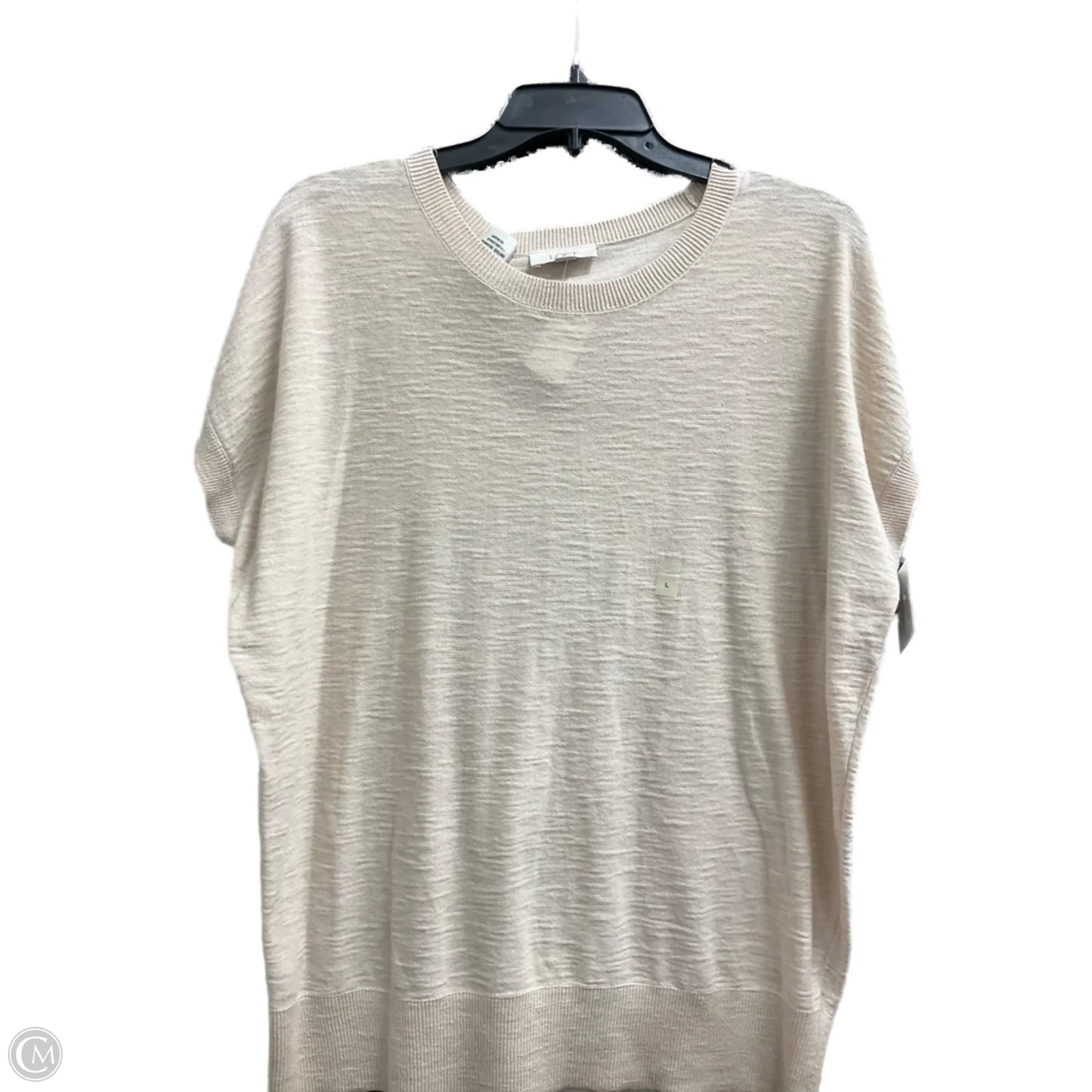 Top Short Sleeve By Loft In Beige, Size: L