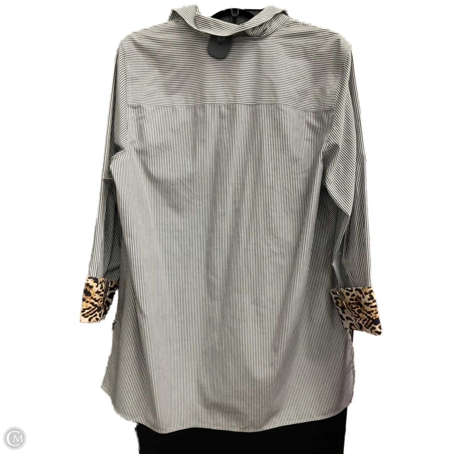 Blouse Long Sleeve By Chicos In Striped Pattern, Size: L