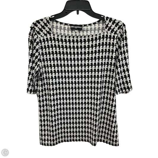 Top Short Sleeve Designer By Karl Lagerfeld In Black & White, Size: M