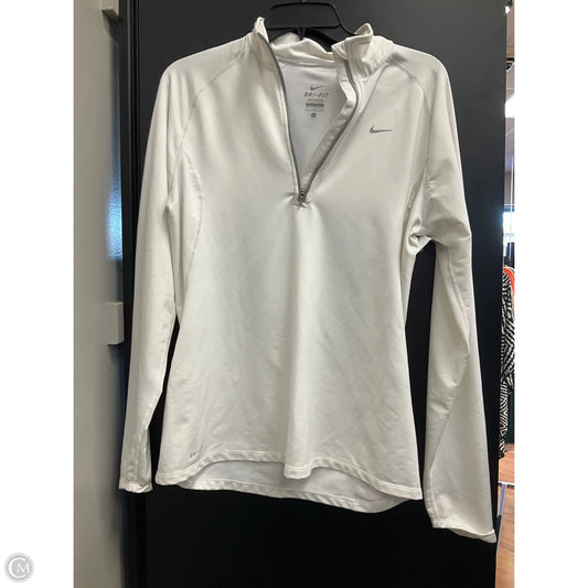 Athletic Top Long Sleeve Collar By Nike Apparel In White, Size: L