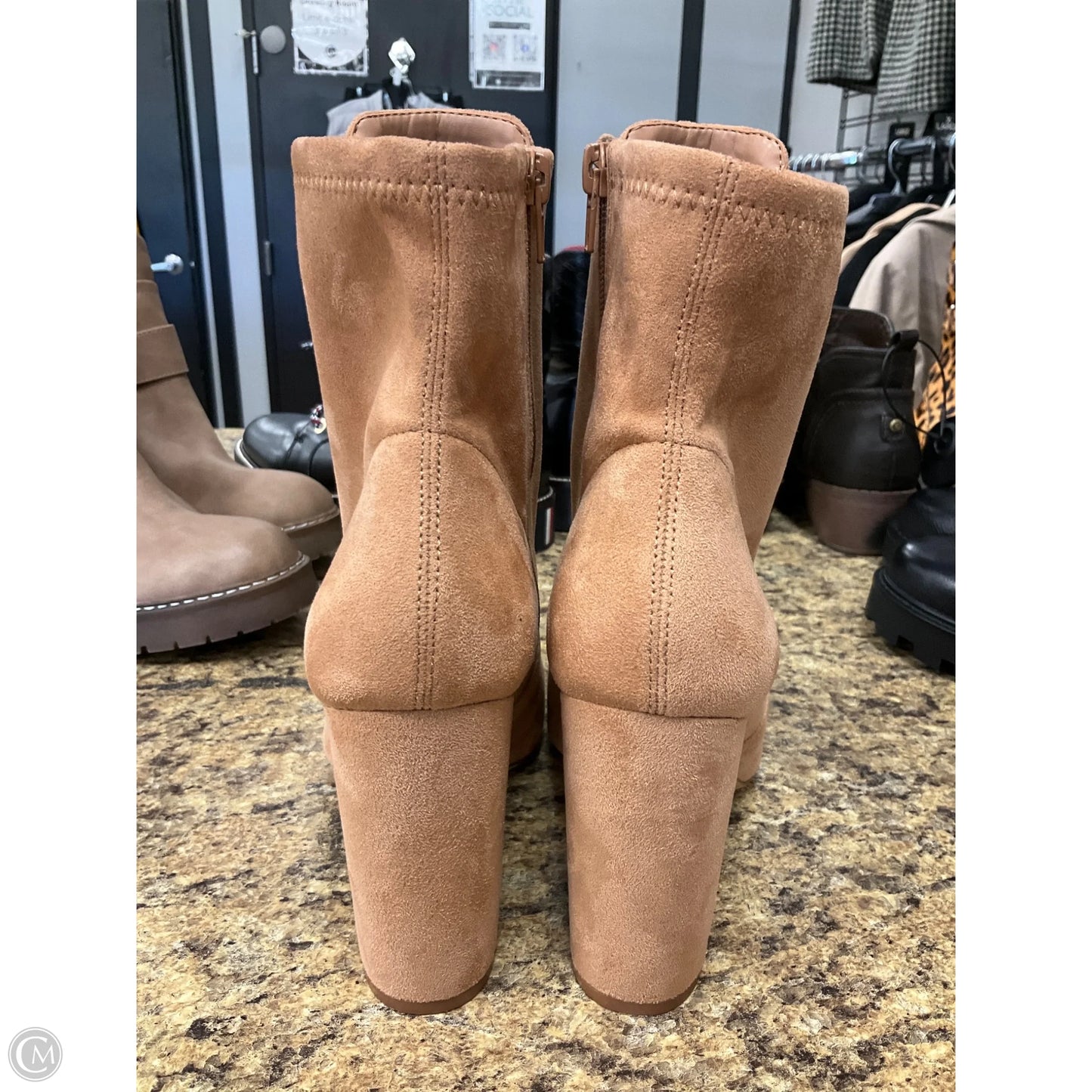 Boots Ankle Heels By Aldo In Tan, Size: 8.5