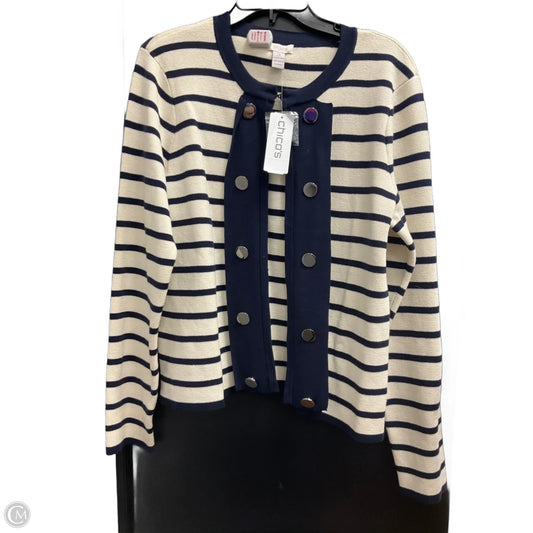 Cardigan By Chicos In Striped Pattern, Size: Xl
