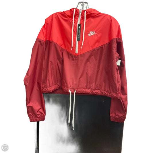 Athletic Top Long Sleeve Collar By Nike Apparel In Orange, Size: S