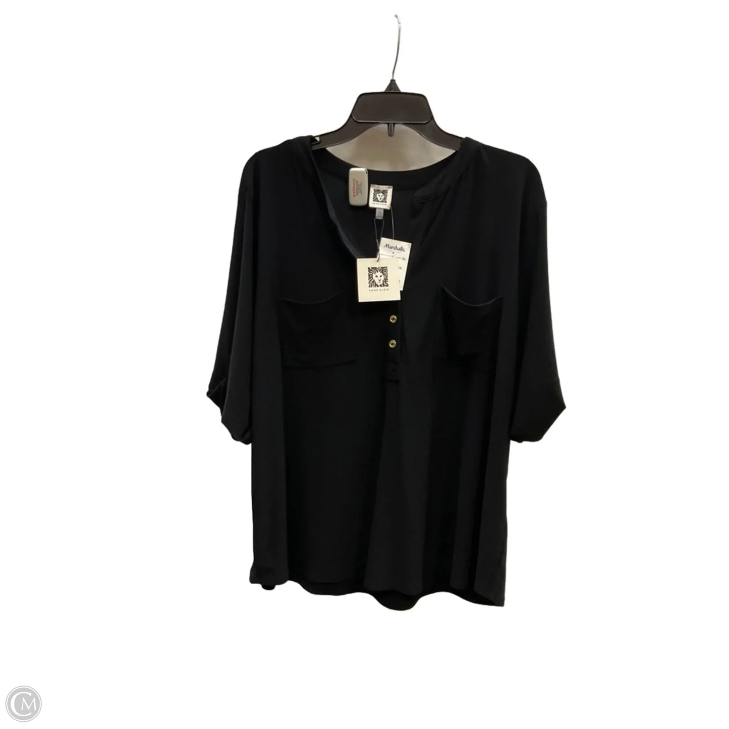 Top 3/4 Sleeve By Anne Klein In Black, Size: Xxl