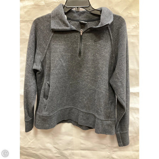 Athletic Top Long Sleeve Collar By Nike Apparel In Grey, Size: S