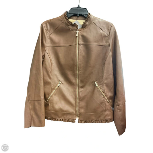 Jacket Moto By Chicos In Brown, Size: M