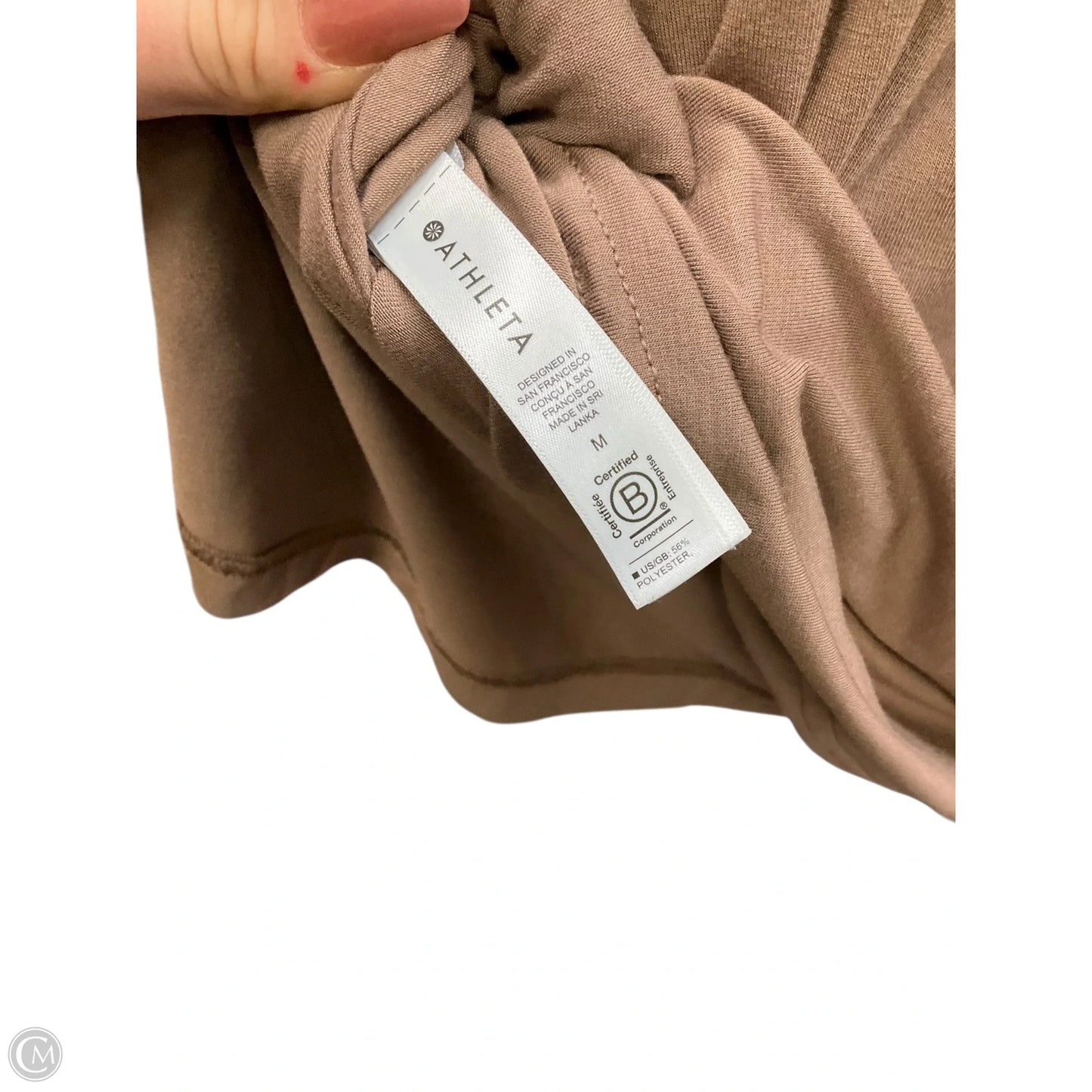 Athletic Top Long Sleeve Collar By Athleta In Brown, Size: M