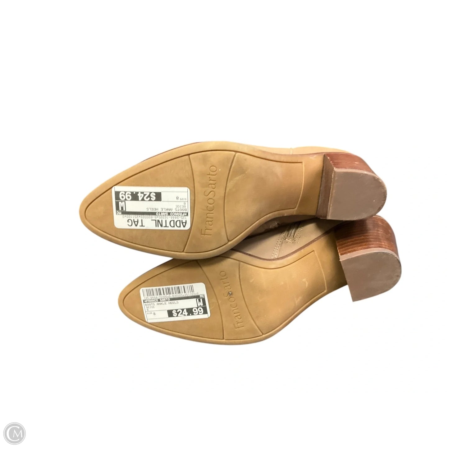 Boots Ankle Heels By Franco Sarto In Beige, Size: 8