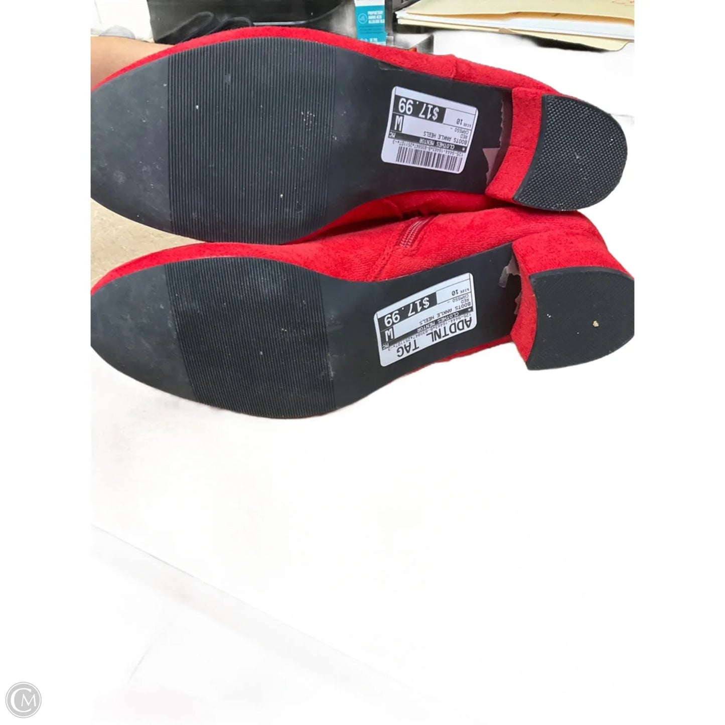 Boots Ankle Heels By Clothes Mentor In Red, Size: 10