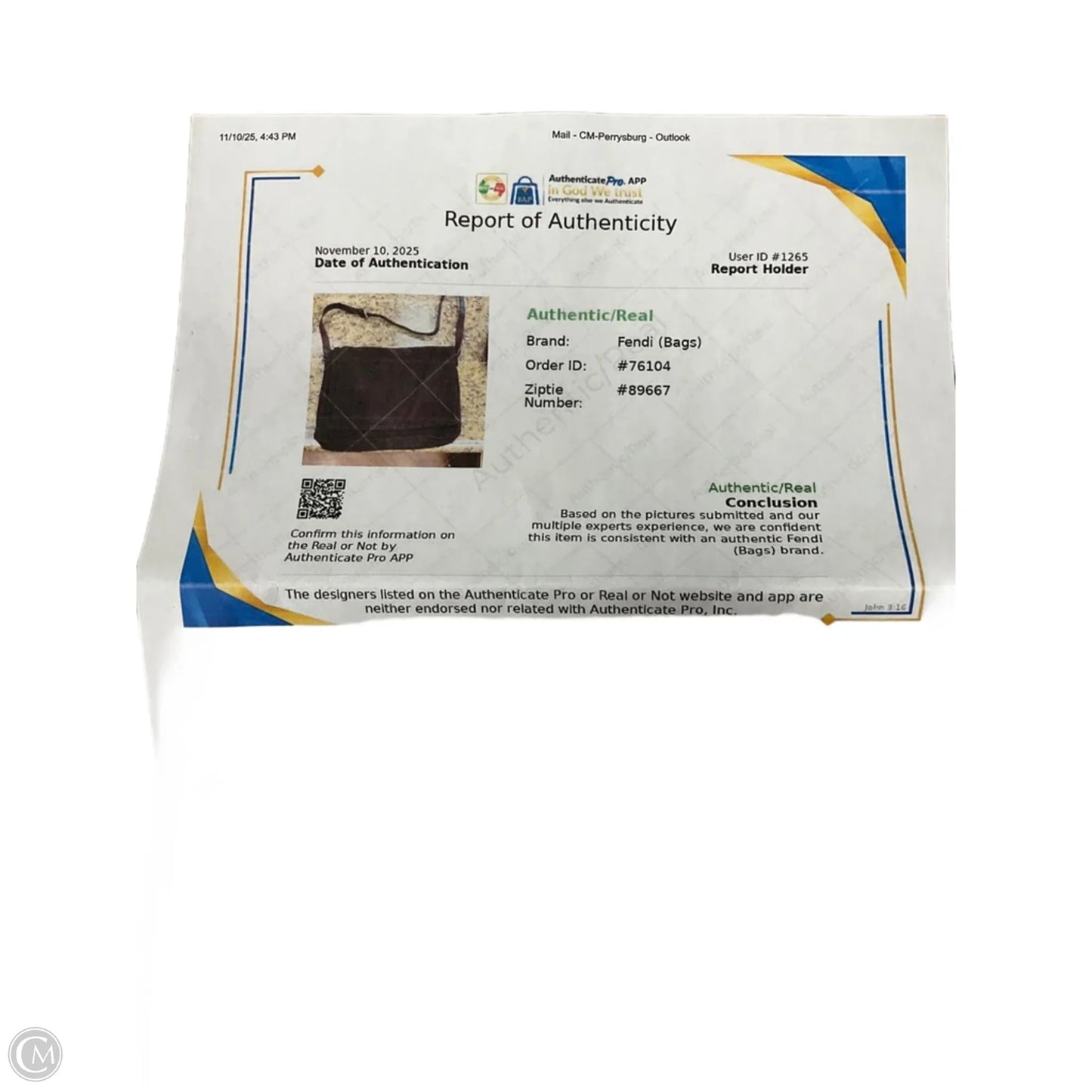 Crossbody Luxury Designer By Fendi, Size: Medium