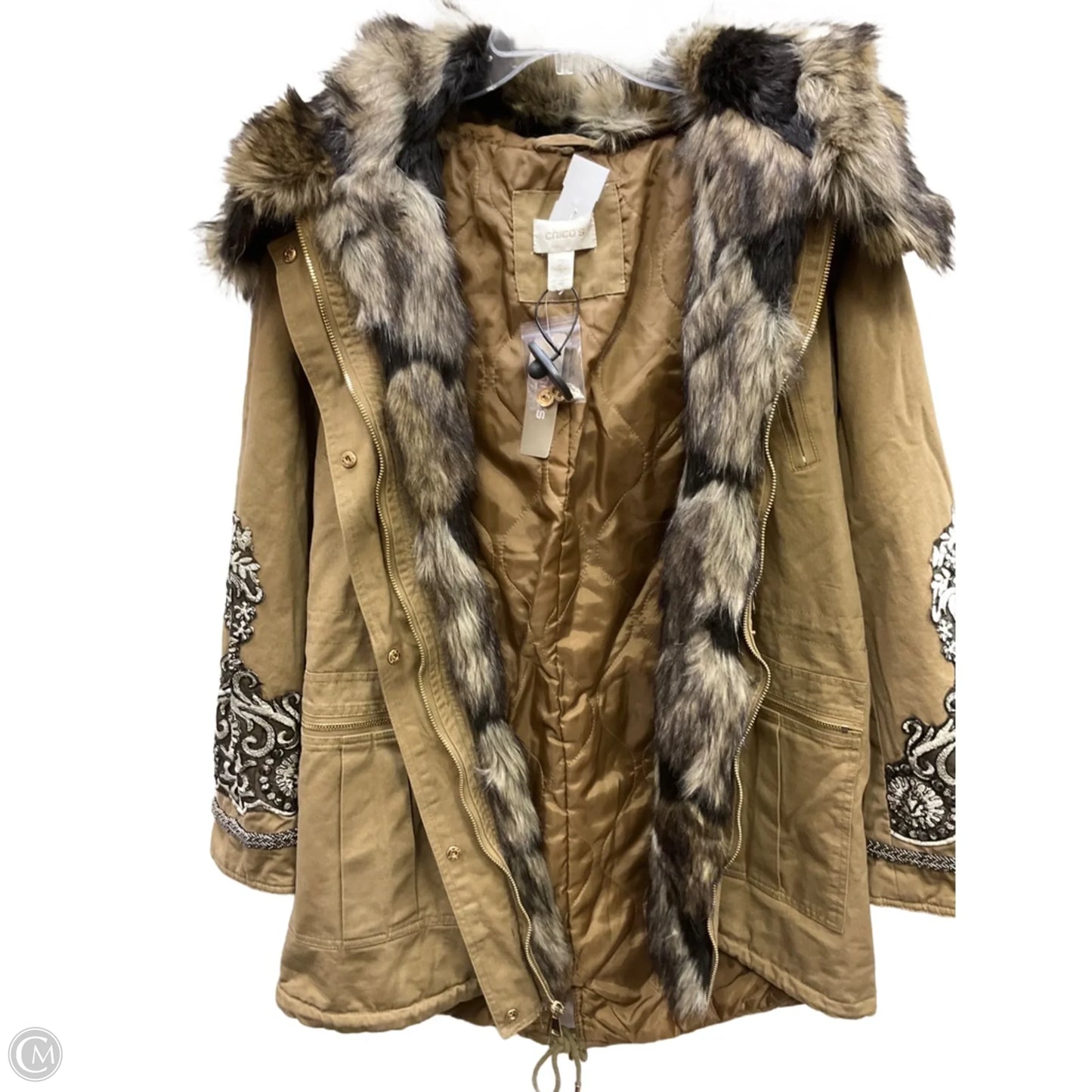 Coat Parka By Chicos In Brown, Size: L