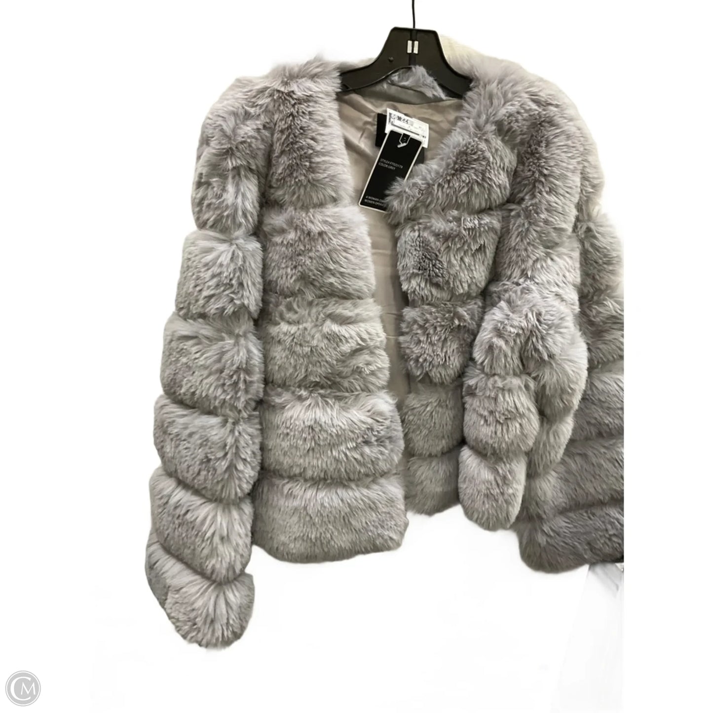 Coat Faux Fur & Sherpa By Cme In Grey, Size: 3x