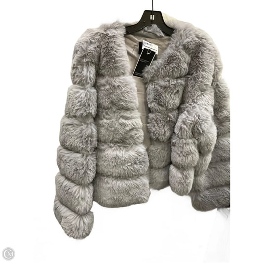 Coat Faux Fur & Sherpa By Cme In Grey, Size: 3x