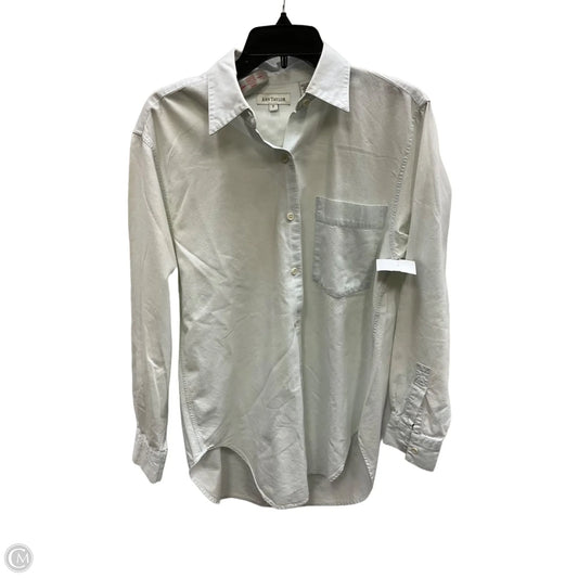 Blouse Long Sleeve By Ann Taylor In Blue Denim, Size: S